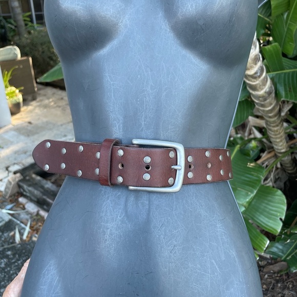 Lucky Brand Accessories - Lucky Brand double silver grommet, brown leather belt